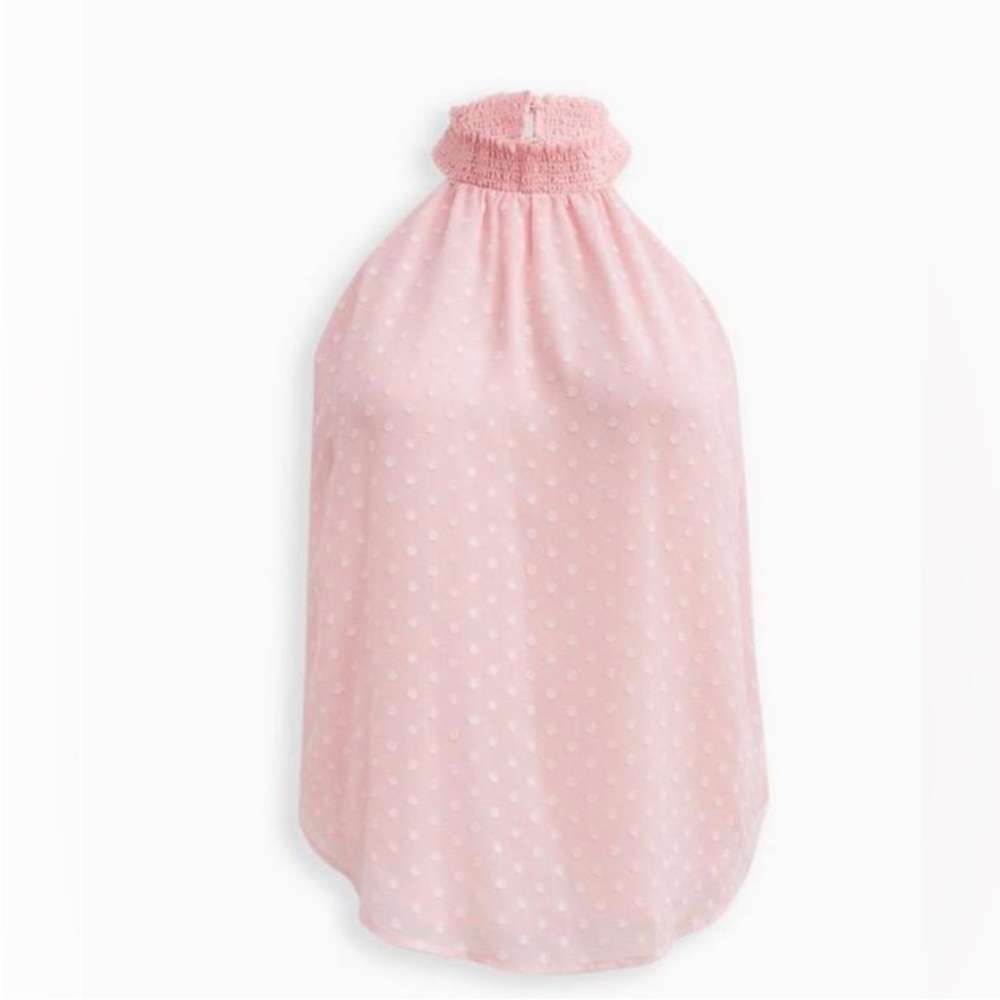 torrid Pink Polka Dot Smocked Halter Blouse
